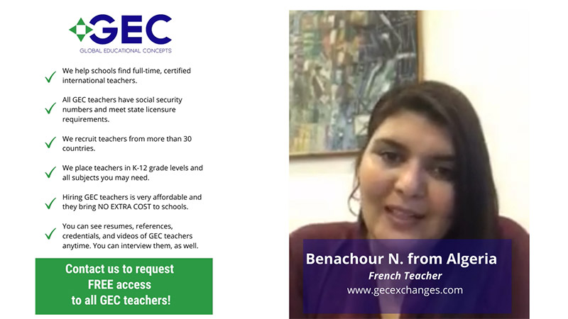 Teacher Benachour from Algeria teaches French