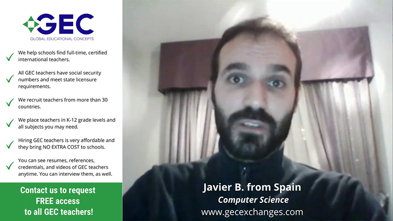 Teacher Javier from Spain Computer Science